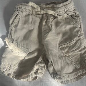 Zara Toddler Boy Cream Linen Cargo Shorts 2T